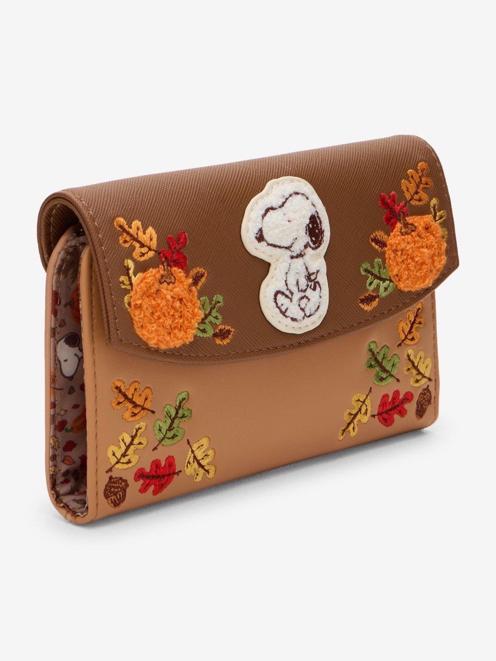 New Loungefly Peanuts Snoopy Fall Foliage Chenille Wallet - Picture 2 of 4